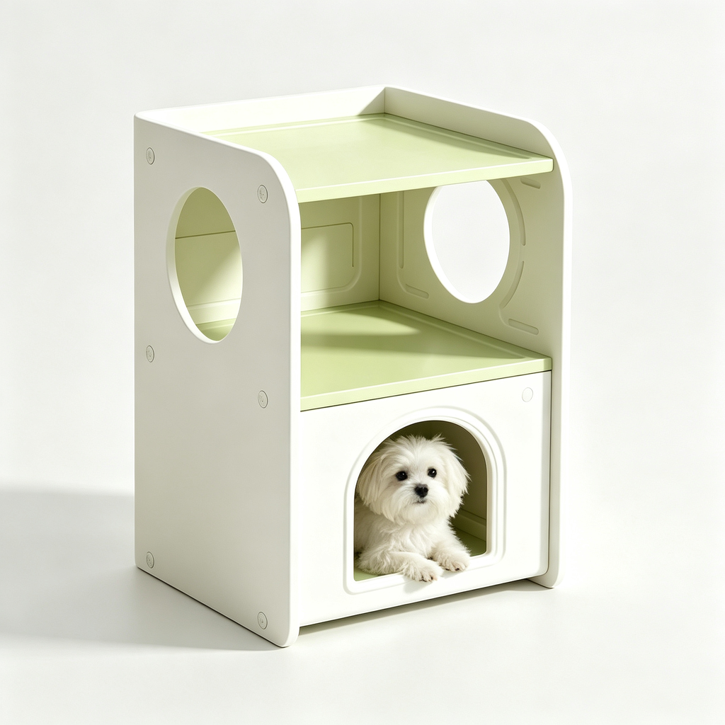 Sage green 2-in-1 pet bed cabinet and bedside table