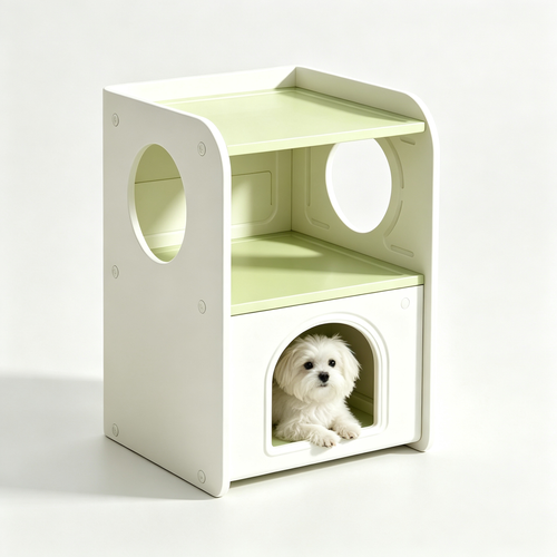 Sage green 2-in-1 pet bed cabinet and bedside table