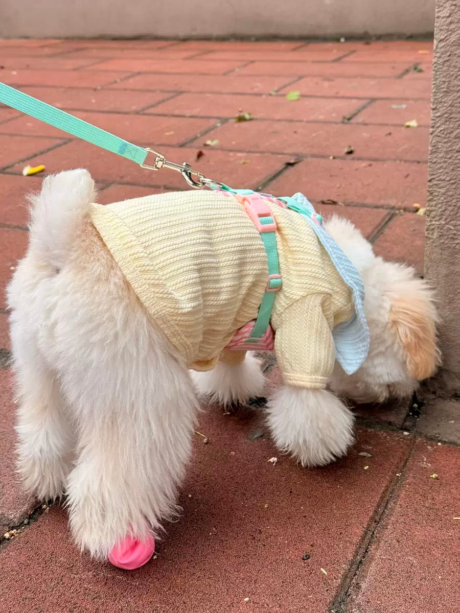 Cherry Embroidery Pet Harness with Leash & Toy Set