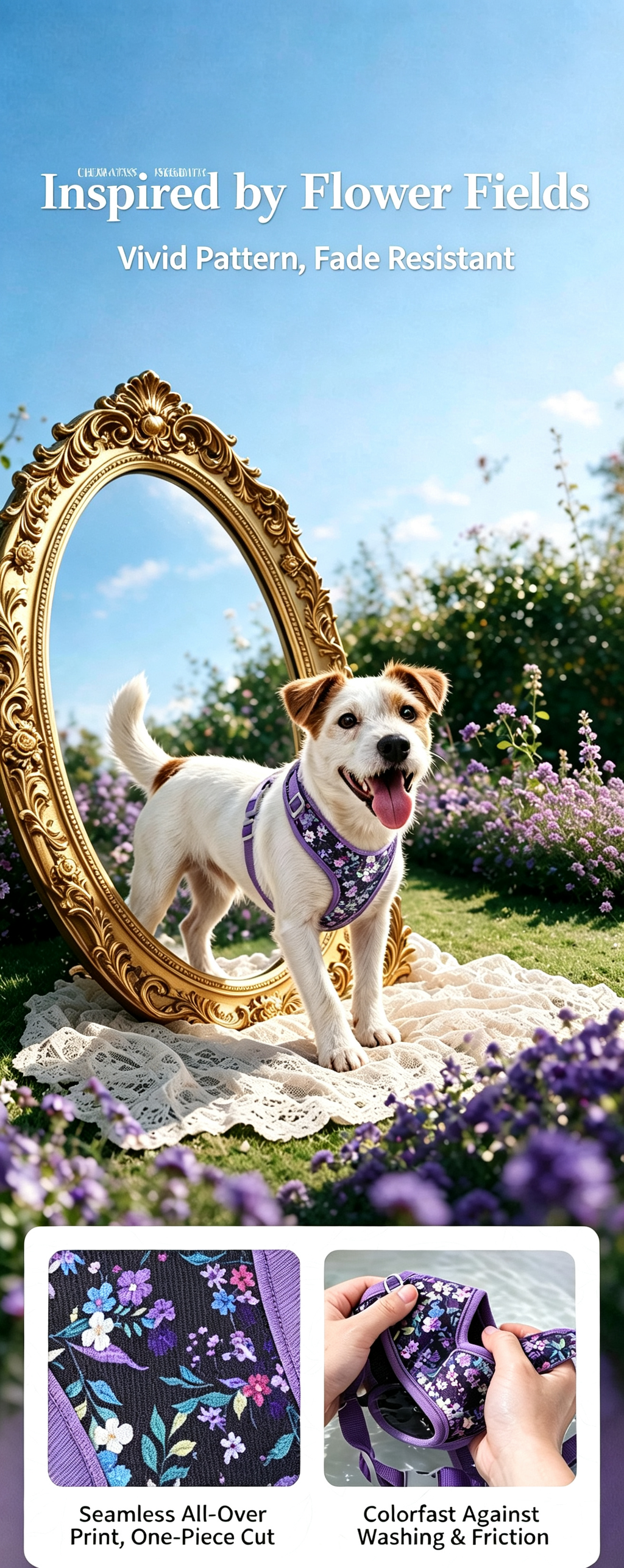 Blossom Series Floral Pet Harness & Leash Set