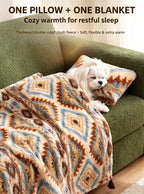 Cozy Plush Pet Blanket with Pillow – Soft Dog & Cat Throw