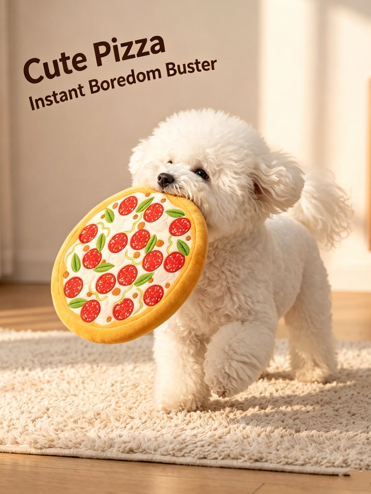 Soft Squeaky Dog Toys – Pizza & Lion Interactive Plush Toys