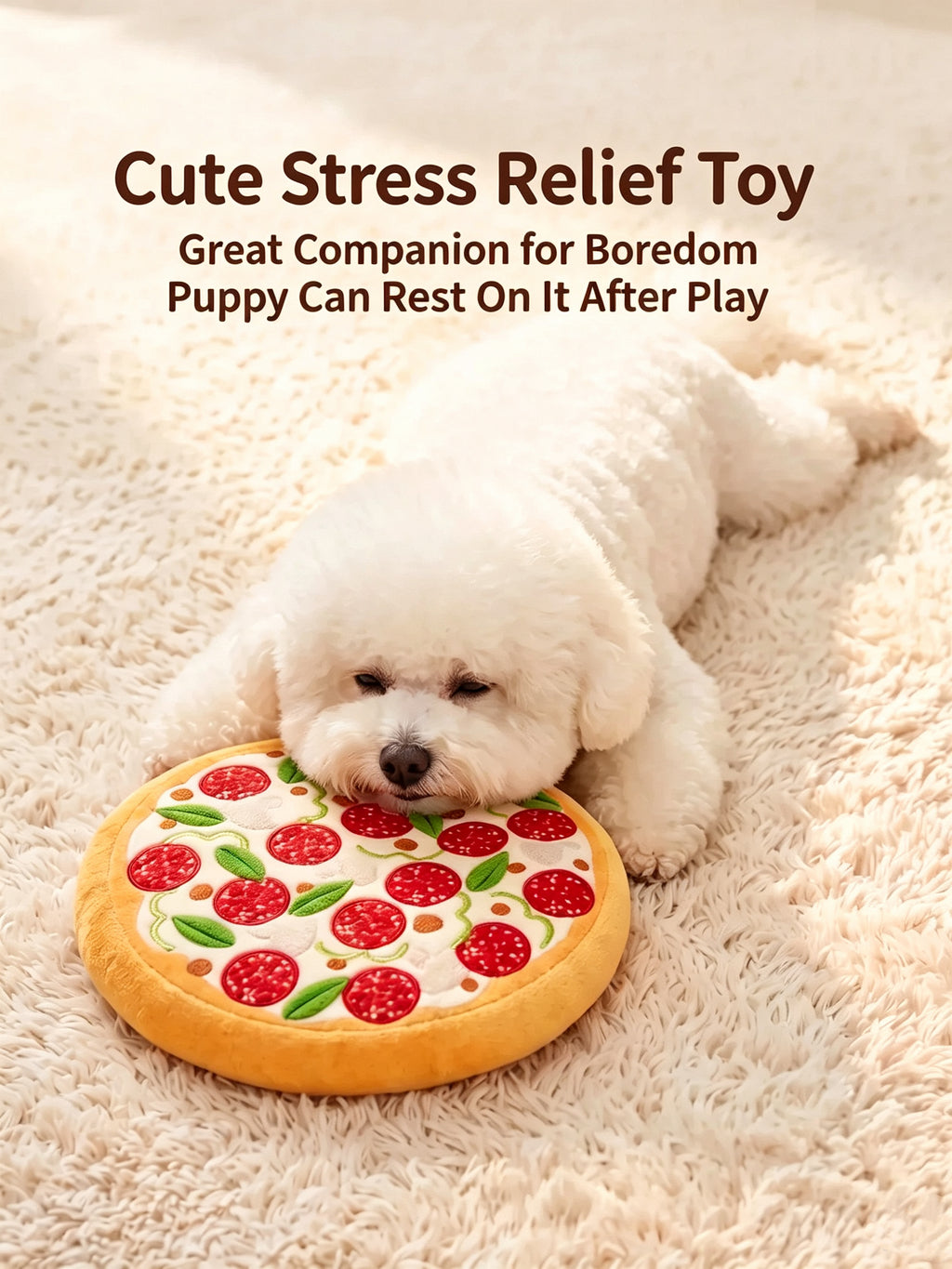 Soft Squeaky Dog Toys – Pizza & Lion Interactive Plush Toys